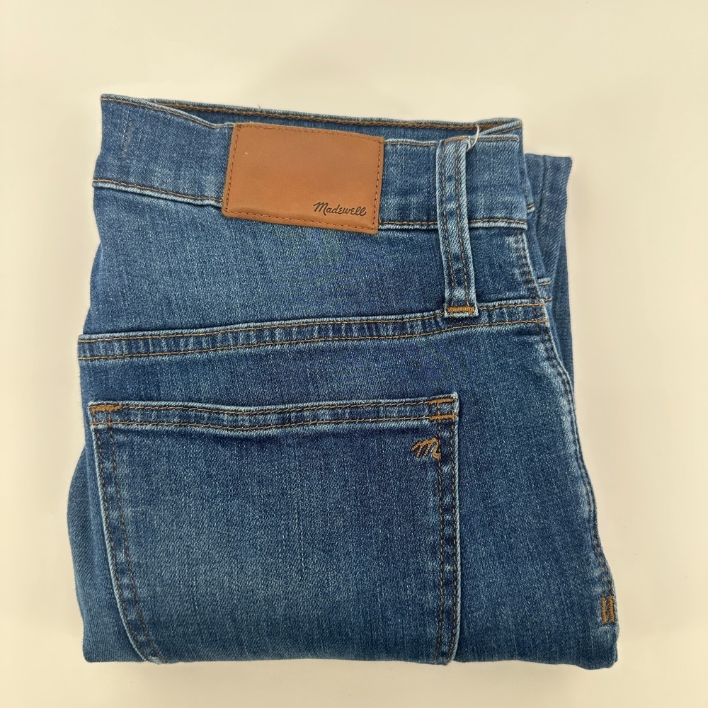 Madewell Jeans Womens 27 Blue Distressed Denim 9" High Rise Skinny‎ Crop Whisker